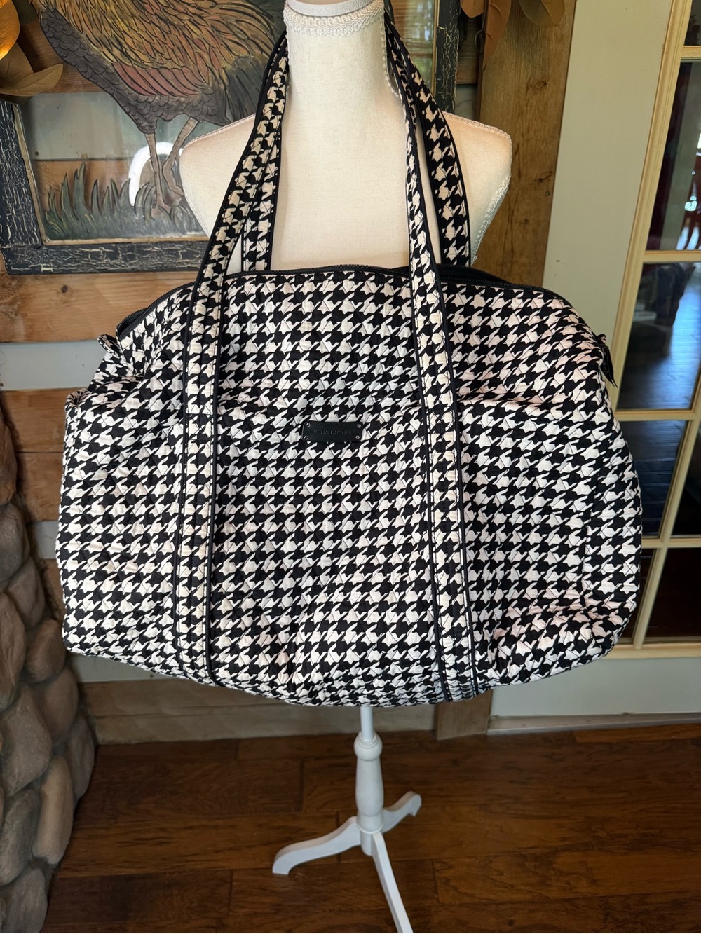 Vera Bradley Black & white Houndstooth Quilted Tote